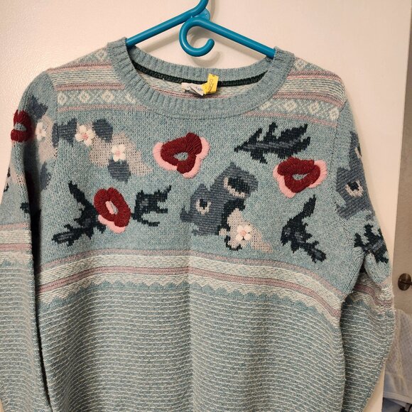 Sundance Sweaters - Sundance Green with White and Red flowers Sweater - Large - EUC